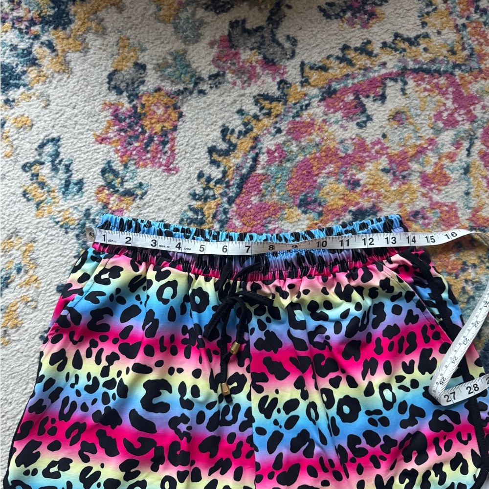 Colorful Leopard Print Women's Athletic Shorts - Picture 3 of 4